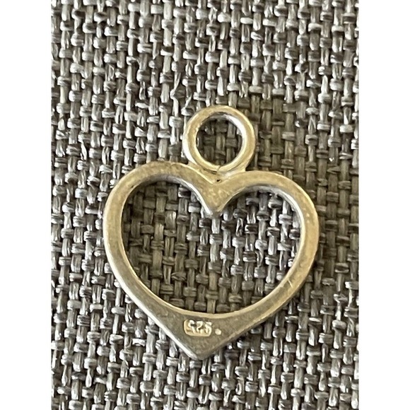 Sterling Silver .925 Whimsical Love Heart Charm - Picture 2 of 4